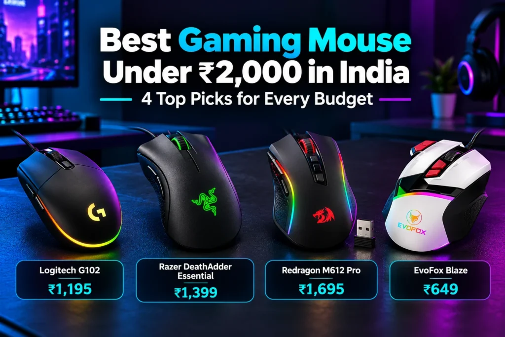 Best Gaming Mouse Under ₹2,000 in India (October 2026): 4 Top Picks Best Gaming Mouse Under ₹2,000 in India
