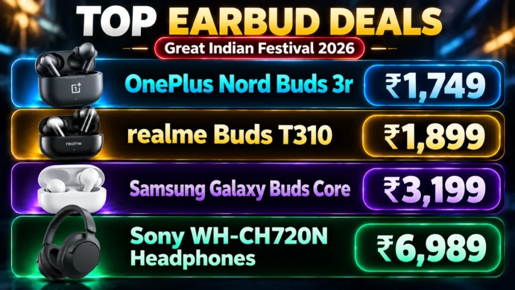Earbud and headphone deals in Amazon Great Indian Festival 2026: OnePlus, realme, Samsung and Sony prices