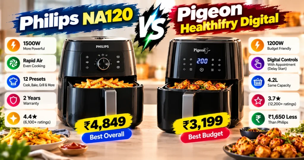 Philips NA120 vs Pigeon Healthifry Air Fryer: Which Should You Buy? Philips NA120 vs Pigeon Healthifry Air Fryer: Which Should You Buy?